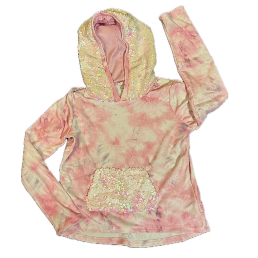Self Esteem sz L Pink tie dyed sequined hoodie